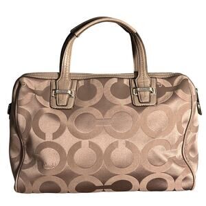 Coach Signature Taylor Op Art Bronze Sateen Satchel F25503 Authenticated